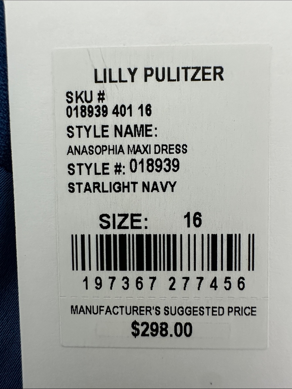 NWT Lilly Pulitzer Anasophia maxi Dress strapless Sz16 Starlight Navy retail 298 - Picture 14 of 14